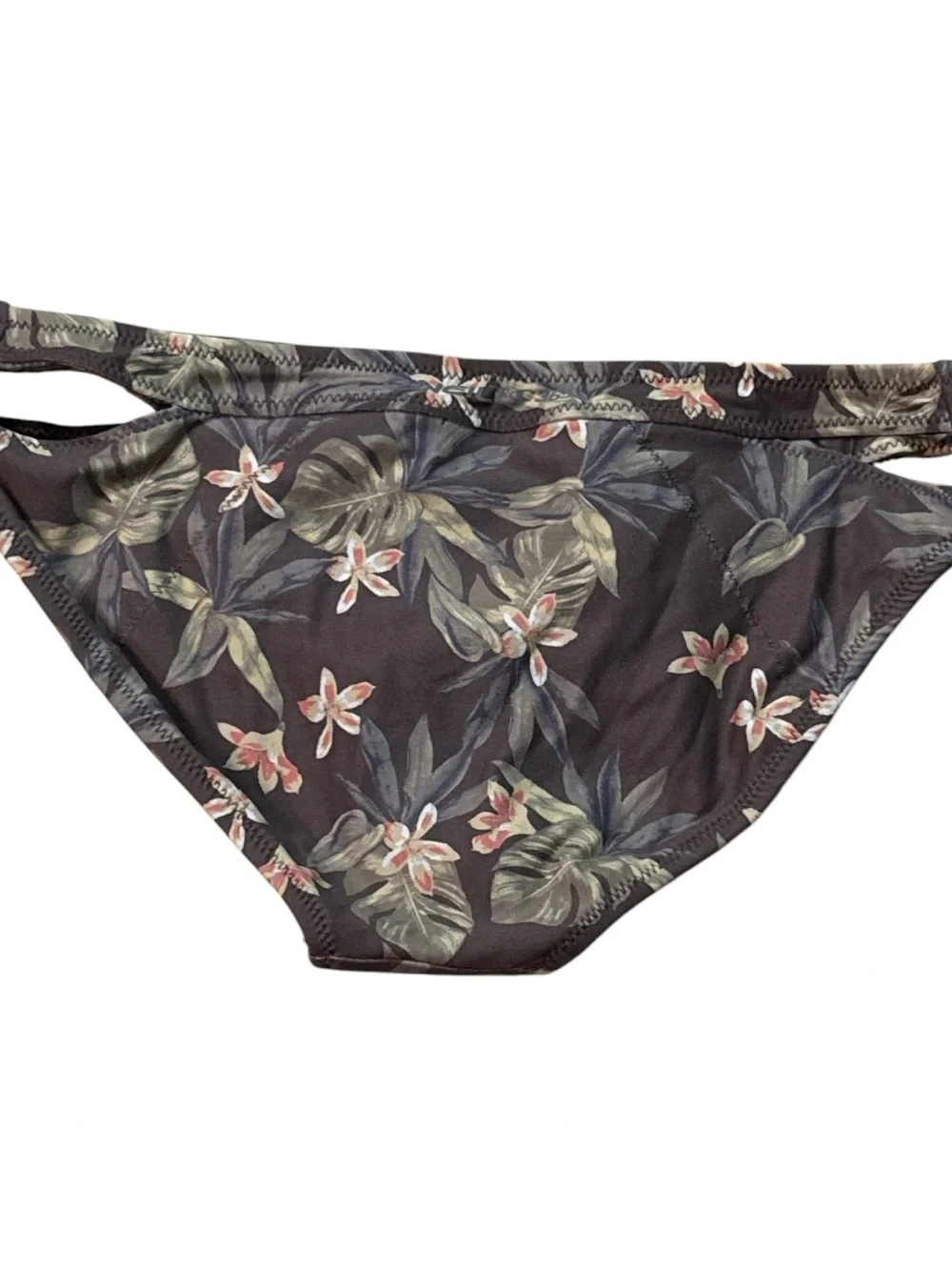 O'Neill Brown Tropical Floral Cutout Bikini Bottom Size small NWT - Picture 2 of 3